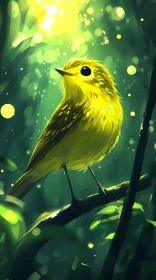 Forest Bird Illuminated by Sunlight
