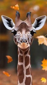 Giraffe with Autumn Background