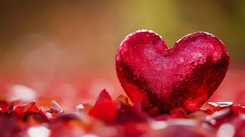 Red Heart with Rose Petals Still Life