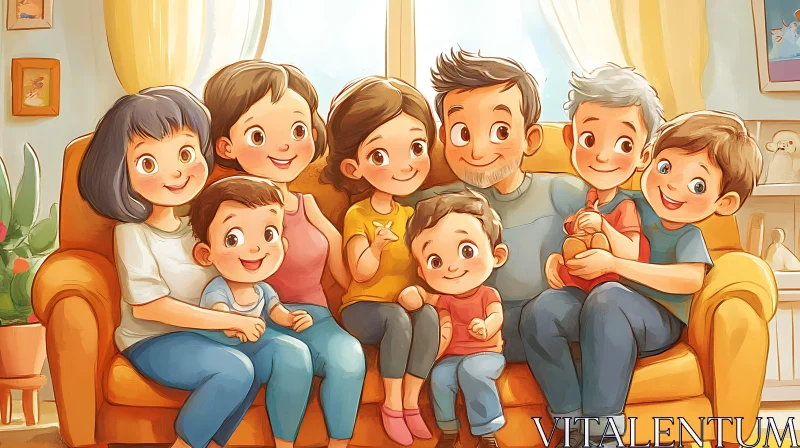 AI ART Joyful Family Cartoon Illustration