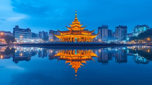 Twilight Pagoda Reflection