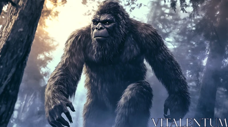 Sasquatch in Woodland AI Image