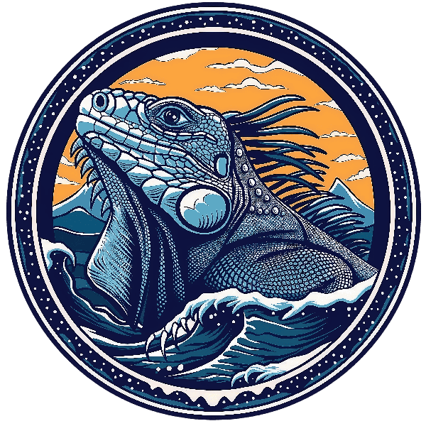 Majestic Iguana Ocean T-Shirt Design POD Design