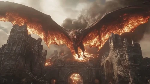 Inferno Dragon Over Ancient Ruins