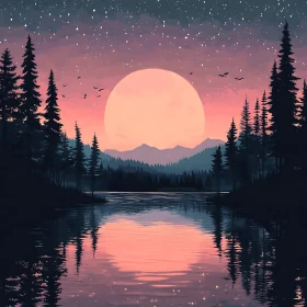 Tranquil Lake Reflection Art