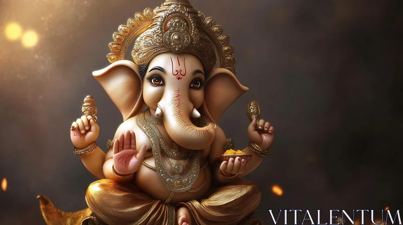 AI ART Golden Ganesha: A Divine Representation