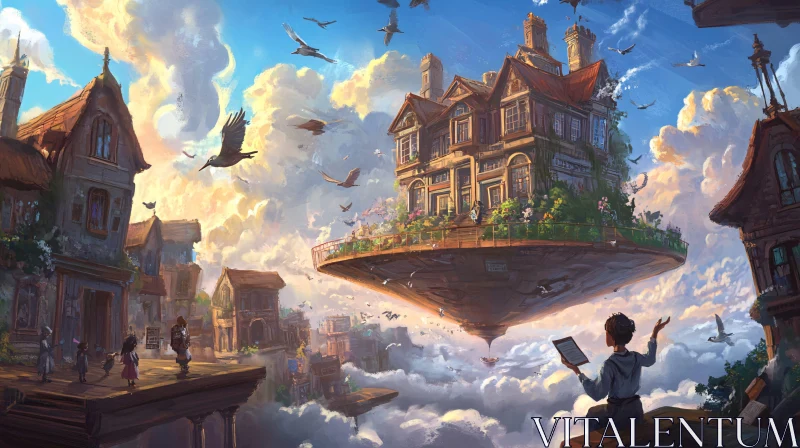 Fantasy City in the Sky AI Image