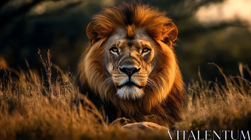 Lion in Golden Light AI Image