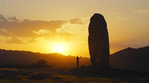 Sunset Silhouette by Rock Formation