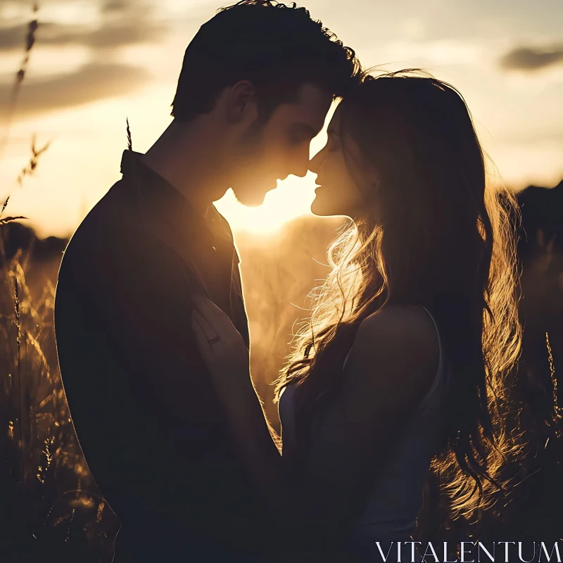 Golden Hour Romance: Couple in Love AI Image