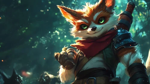 Armored Fox Character in Woods