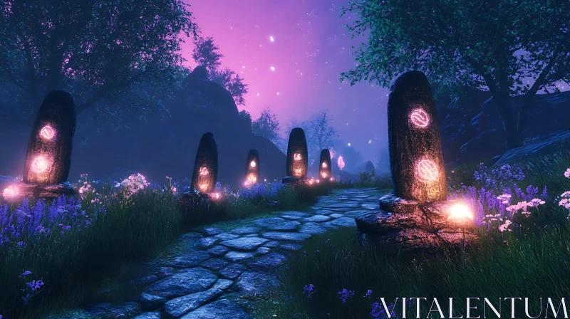 AI ART Mystical Stone Path at Twilight