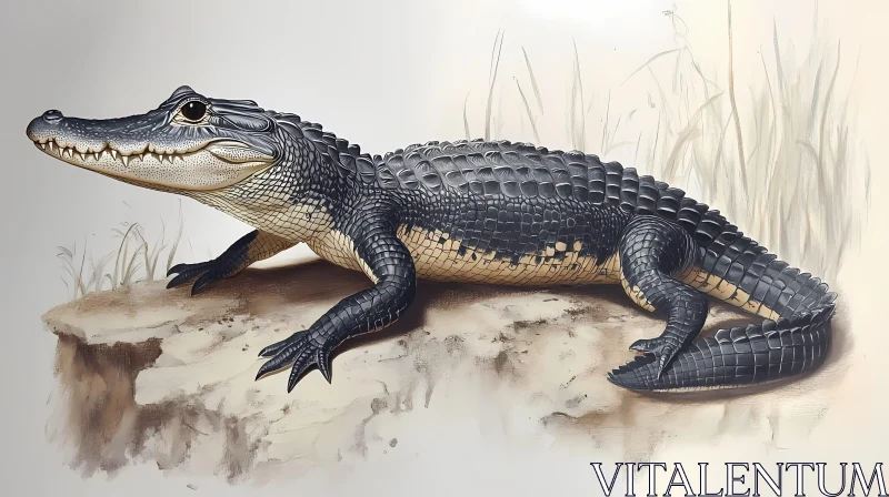 Detailed Alligator Artwork AI Image