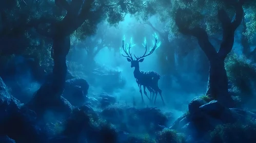 Mystical Deer in Forest