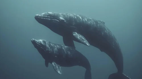 Graceful Whales in Tranquil Ocean Depths