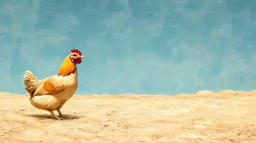 Chicken in Sunny Landscape