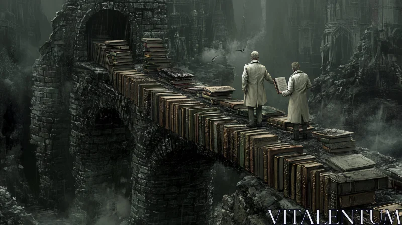 Scholarly Passage Through Misty Realms AI Image
