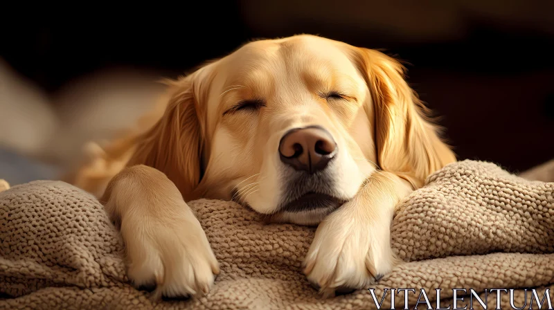 Cozy Resting Golden Retriever AI Image