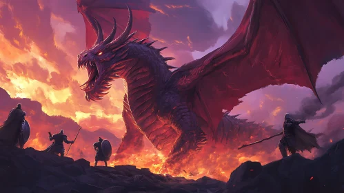 Epic Battle: Dragon and Warriors Clash