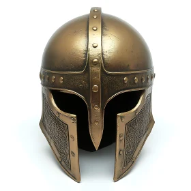 Aged Bronze Helmet: Medieval Warrior Protection