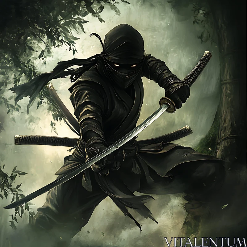 Shadow Assassin with Katanas AI Image