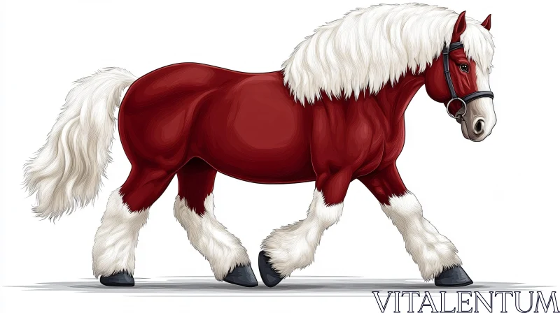 Red and White Horse Artwork AI Image