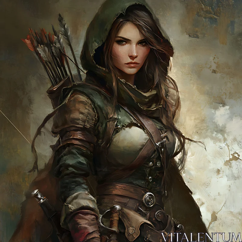 AI ART Female Archer in the Shadows