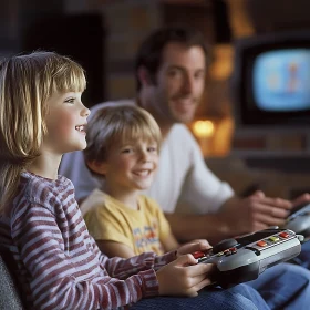 Joyful Family Gaming Time