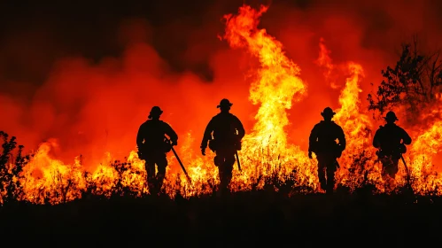 Firefighters Combating a Massive Blaze
