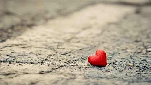 Red Heart on Cracked Pavement