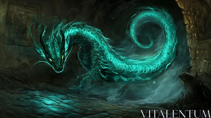 Glowing Dragon Serpentine Fantasy Art AI Image