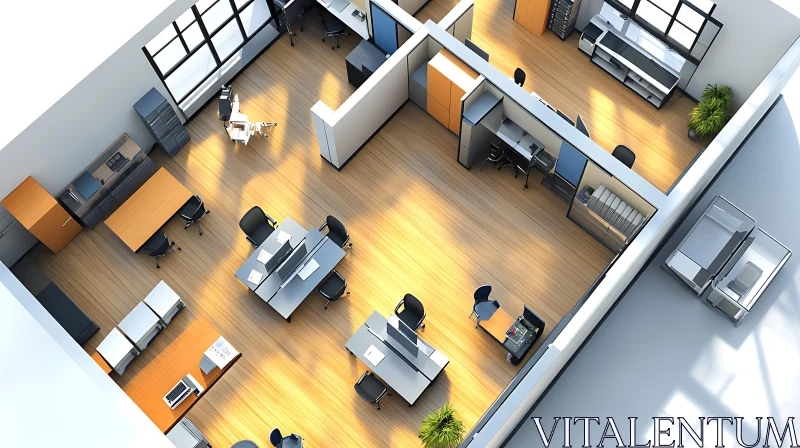 Contemporary Office Layout AI Image