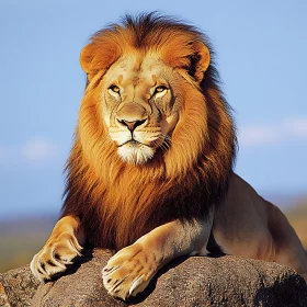 Lion Resting on Rock