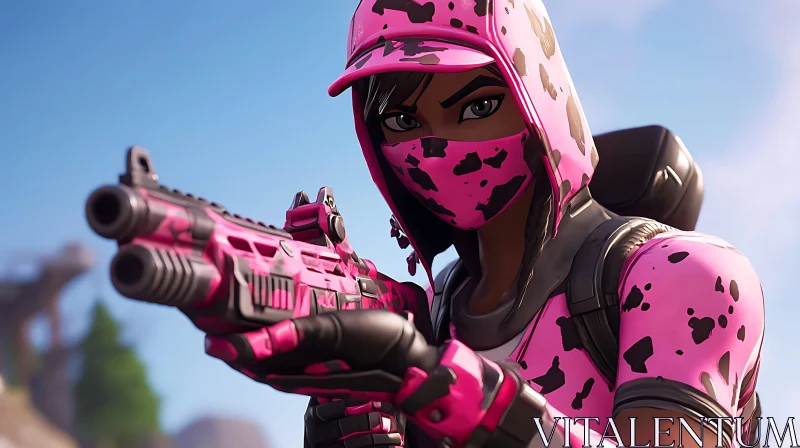 AI ART Woman with pink gun