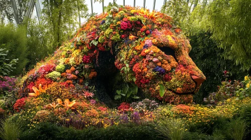 Lion Made of Flowers