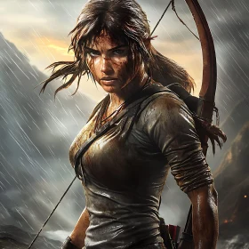 Female Warrior in the Rain