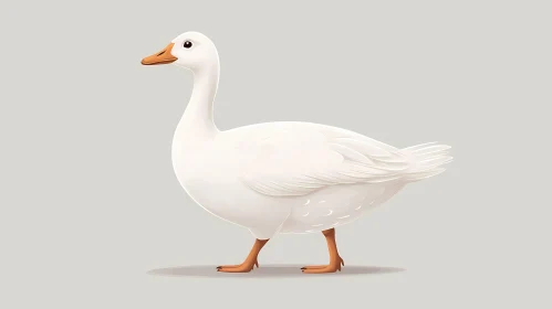 Serene White Goose Against Neutral Background