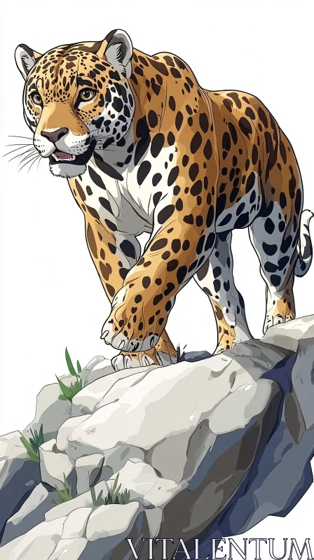 Leopard in Wildlife Illustration AI Image