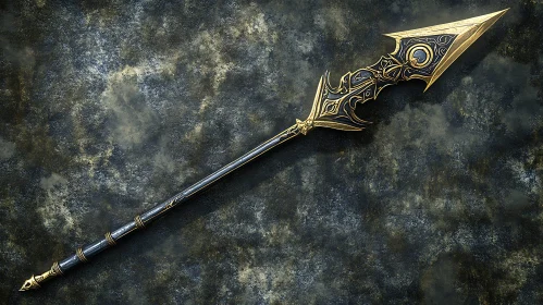 Detailed Antique Spear with Golden Accents