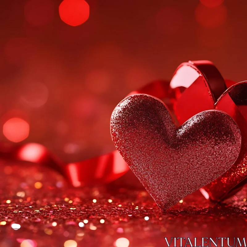 Glittering Heart in Red - Love Theme AI Image