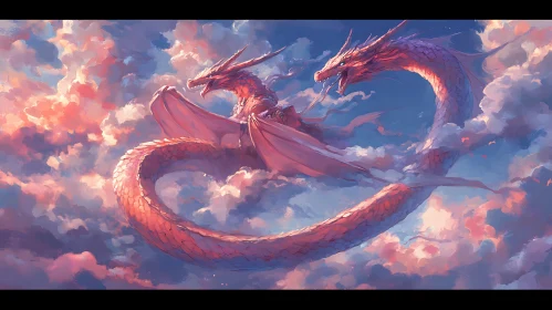 Fantasy Dragons Soaring in Pastel Skies