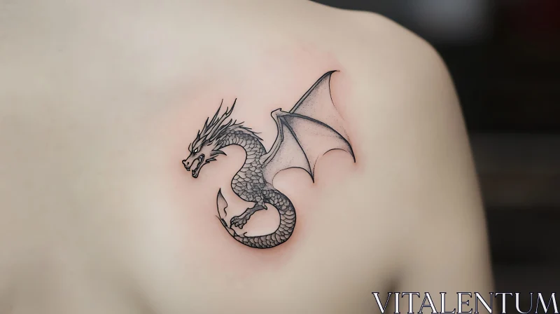 AI ART Elegant Dragon Tattoo Design