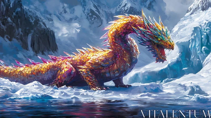 AI ART Dragon of the Frozen Peaks