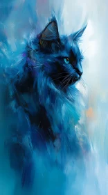 Blue Feline Art Composition
