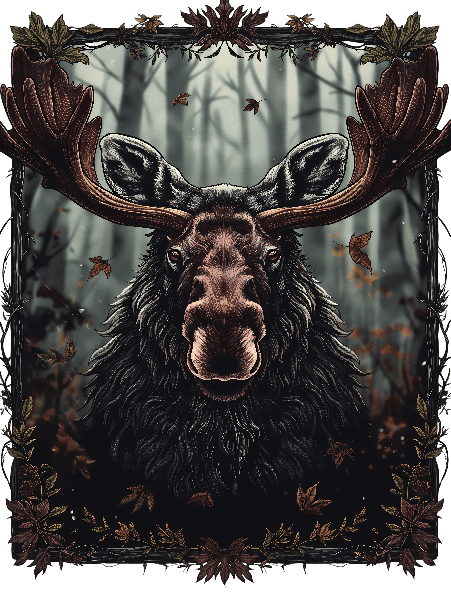 Autumn Moose Forest Art POD Design