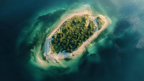 Lush Island Surrounded by Clear Blue Waters