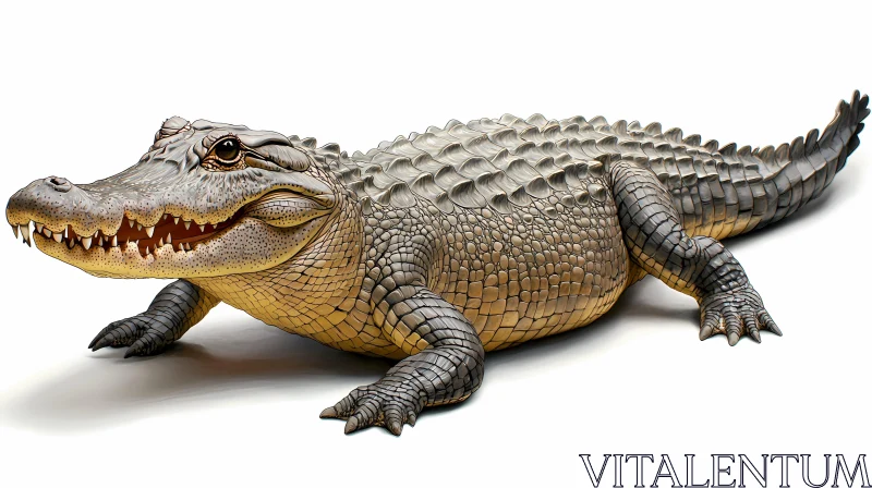 Intricate Alligator on Light Background AI Image