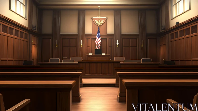 AI ART Courtroom Interior with American Flag