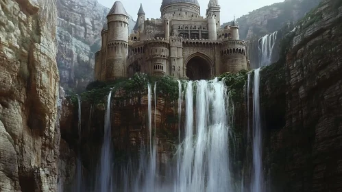 Cliffside Castle with Waterfalls