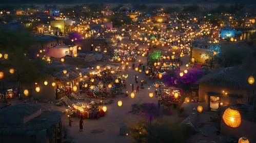 Lantern-lit Night Market Scene